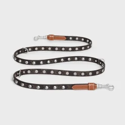 Adjustable Dog Leash in Triomphe Canvas and Calfskin with Studs