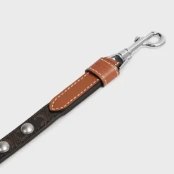 Adjustable Dog Leash in Triomphe Canvas and Calfskin with Studs