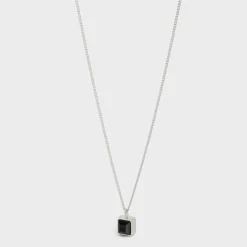 Aiguise Necklace in Sterling Silver with Rhodium finish and Onyx