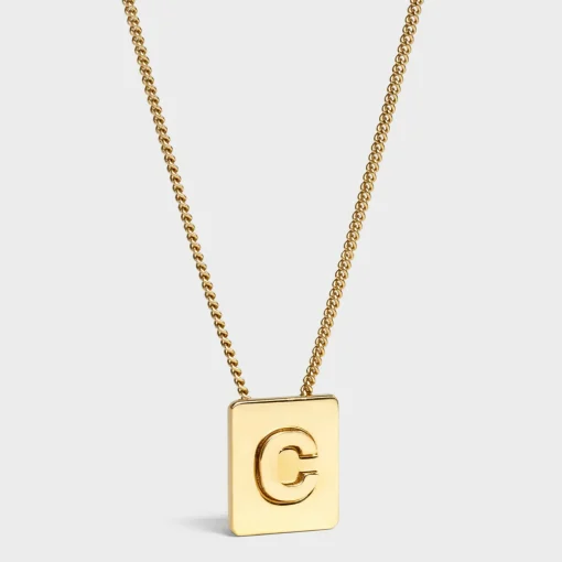 Alphabet C Necklace in Brass with Gold finish
