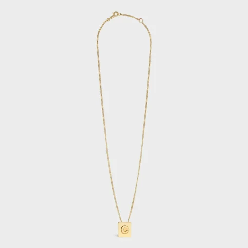 Alphabet C Necklace in Brass with Gold finish