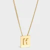 Alphabet H Necklace in Brass with Gold finish