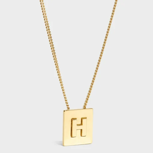 Alphabet H Necklace in Brass with Gold finish