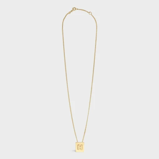 Alphabet H Necklace in Brass with Gold finish