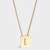 Alphabet I Necklace in Brass with Gold finish