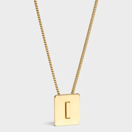 Alphabet I Necklace in Brass with Gold finish