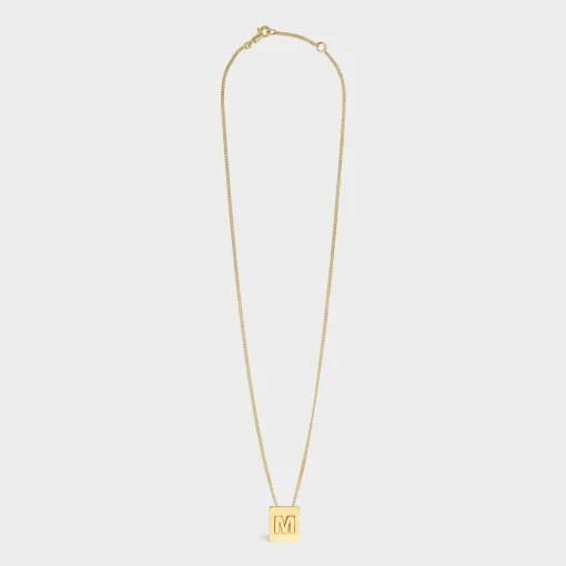Alphabet M Necklace in Brass with Gold finish