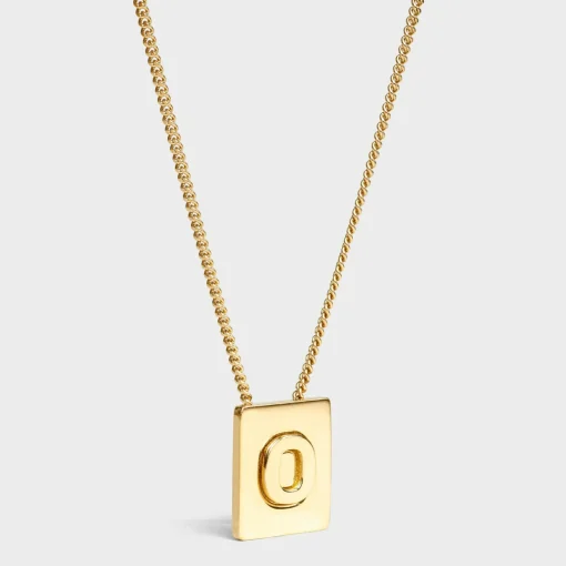 Alphabet O Necklace in Brass with Gold finish