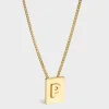 Alphabet P Necklace in Brass with Gold finish