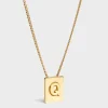 Alphabet Q Necklace in Brass with Gold finish