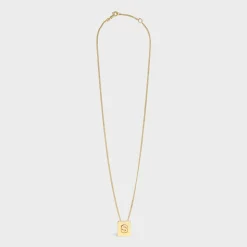 Alphabet S Necklace in Brass with Gold finish
