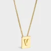 Alphabet V Necklace in Brass with Gold finish