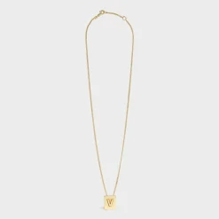 Alphabet V Necklace in Brass with Gold finish