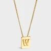 Alphabet W Necklace in Brass with Gold finish