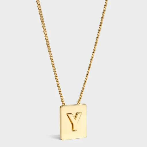 Alphabet Y Necklace in Brass with Gold finish