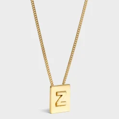 Alphabet Z Necklace in Brass with Gold finish