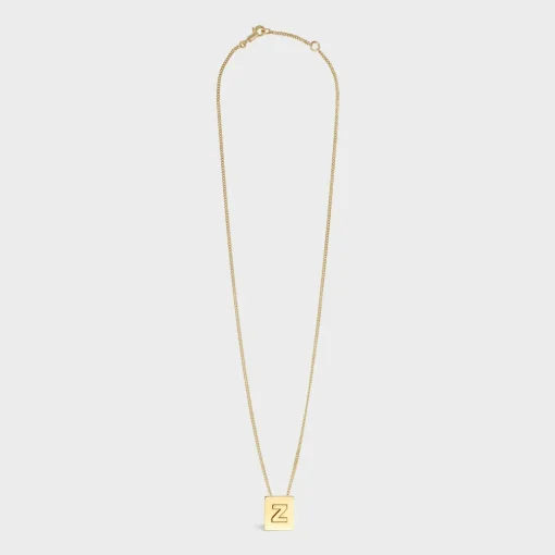 Alphabet Z Necklace in Brass with Gold finish