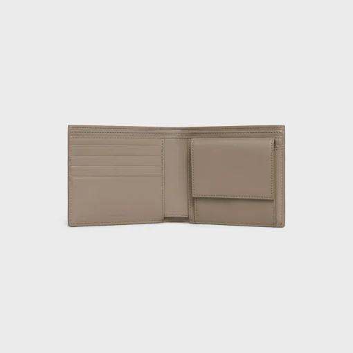 Bi-fold Wallet with Coin Compartment in SHINY CALFSKIN