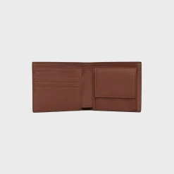 Bi-fold Wallet with Coin Compartment in CROCODILE EMBOSSED CALFSKIN