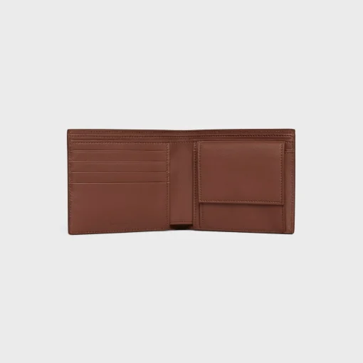 Bi-fold Wallet with Coin Compartment in CROCODILE EMBOSSED CALFSKIN