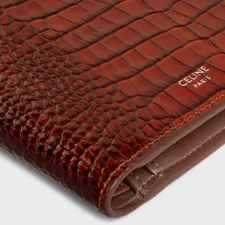 Bi-fold Wallet with Coin Compartment in CROCODILE EMBOSSED CALFSKIN