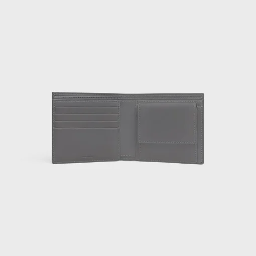 Bi-fold Wallet with Coin Compartment in Calfskin with triomphe embossed