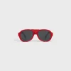 Black Frame 57 Sunglasses in Acetate with Leather