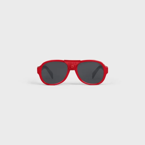 Black Frame 57 Sunglasses in Acetate with Leather