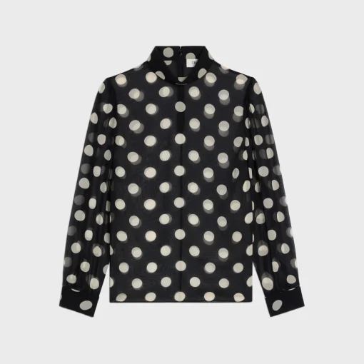 blouse with overturned collar in silk georgette