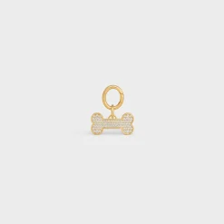 Bone strass dog medal in brass