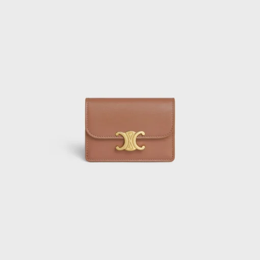 CARD HOLDER WITH FLAP TRIOMPHE in Shiny calfskin