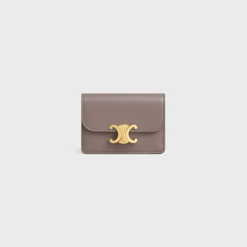 CARD HOLDER WITH FLAP TRIOMPHE in Shiny calfskin