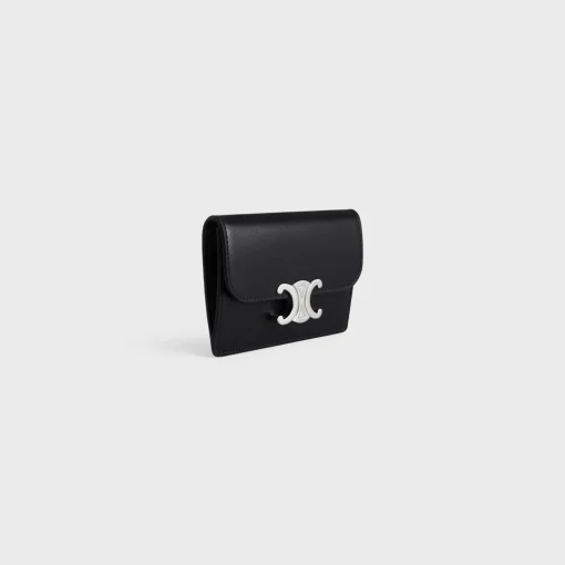 CARD HOLDER WITH FLAP TRIOMPHE in Shiny calfskin