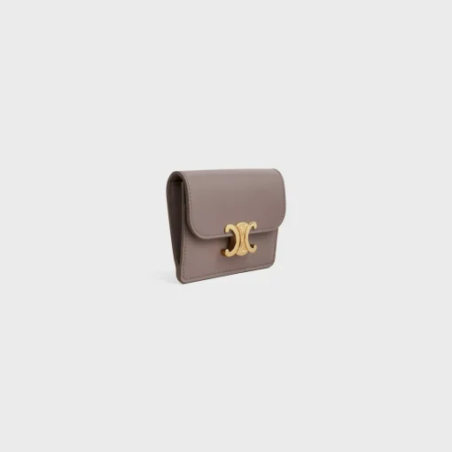 CARD HOLDER WITH FLAP TRIOMPHE in Shiny calfskin