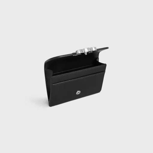 CARD HOLDER WITH FLAP TRIOMPHE in Shiny calfskin