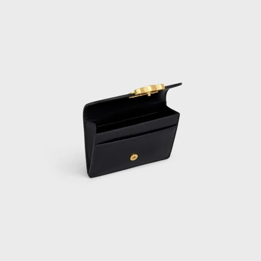 CARD HOLDER WITH FLAP TRIOMPHE in Shiny calfskin