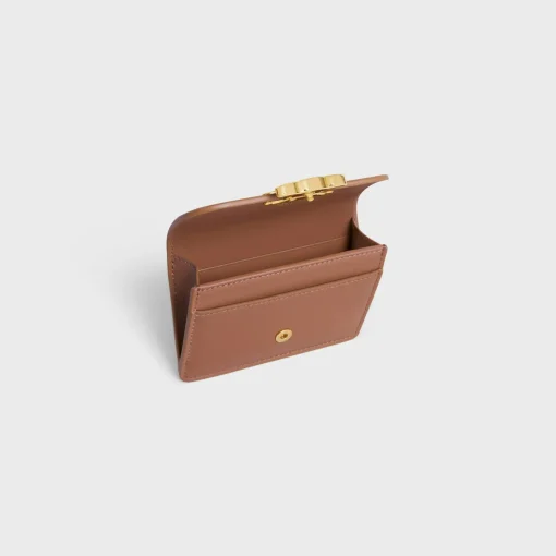 CARD HOLDER WITH FLAP TRIOMPHE in Shiny calfskin