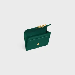 CARD HOLDER WITH FLAP TRIOMPHE in Shiny calfskin