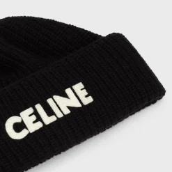 celine beanie in ribbed wool