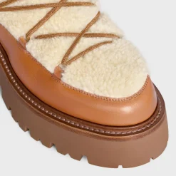 CELINE BULKY LACE-UP BOOT in SHEARLING AND CALFSKIN