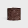 Celine Hair Cuff in Calfskin and Brass with Gold Finish