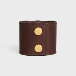 Celine Hair Cuff in Calfskin and Brass with Gold Finish