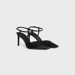 CELINE KITTEN TRIOMPHE STRAP PUMP in SEQUINS & CALFSKIN