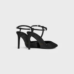 CELINE KITTEN TRIOMPHE STRAP PUMP in SEQUINS & CALFSKIN