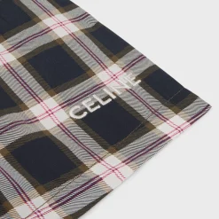 celine mini shorts in checked panama