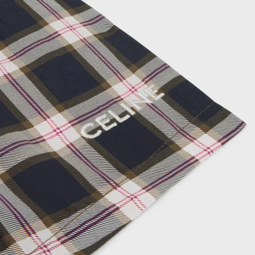 celine mini shorts in checked panama