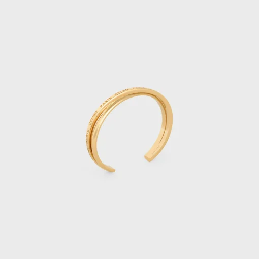 Celine Paris Double Thin Cuff in Brass with Gold Finish