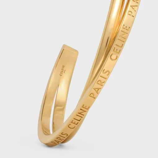 Celine Paris Double Thin Cuff in Brass with Gold Finish