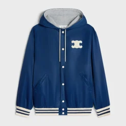 celine paris hooded teddy jacket in nylon