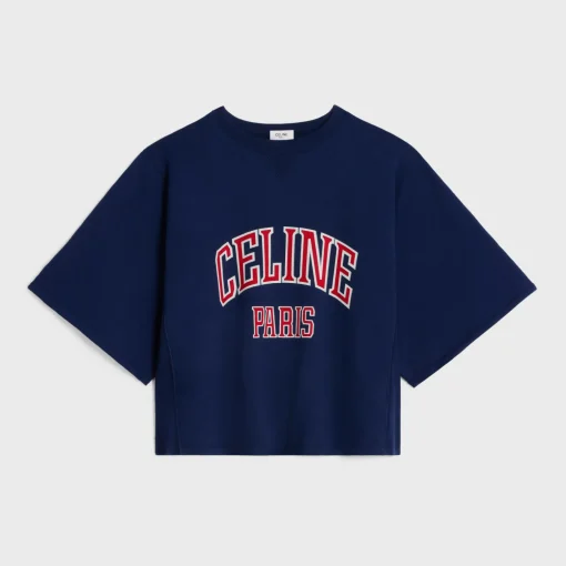 celine paris loose sweatshirt in cotton fleece